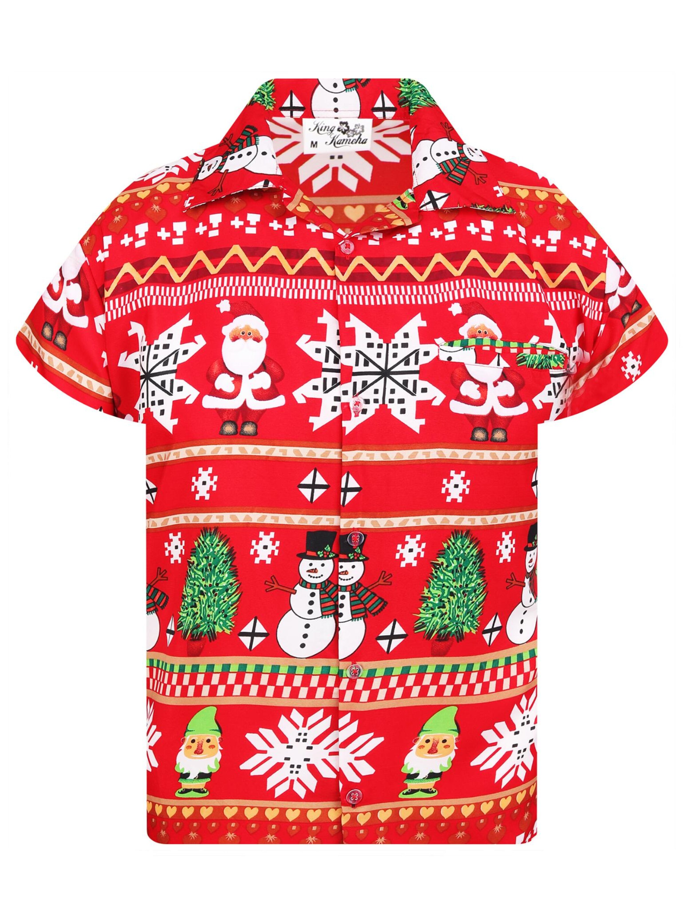 King Kameha Hemd 'Christmas Rows'‌‌‌‌‌‌ in Rot: Vorderseite