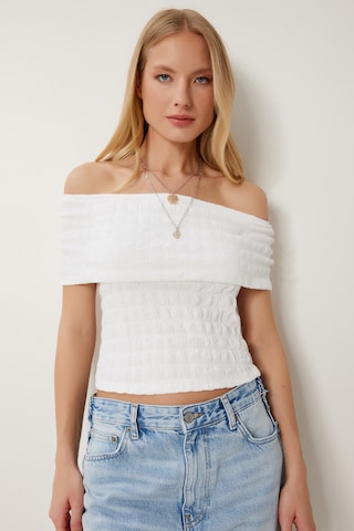 Happiness İstanbul Bluse in Weiß: Vorderseite