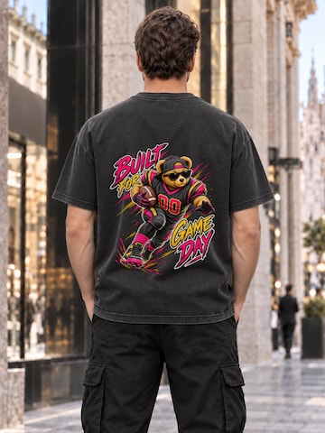 LUNØIR Studio Shirt 'TEDDY Football Game Ready' in Black