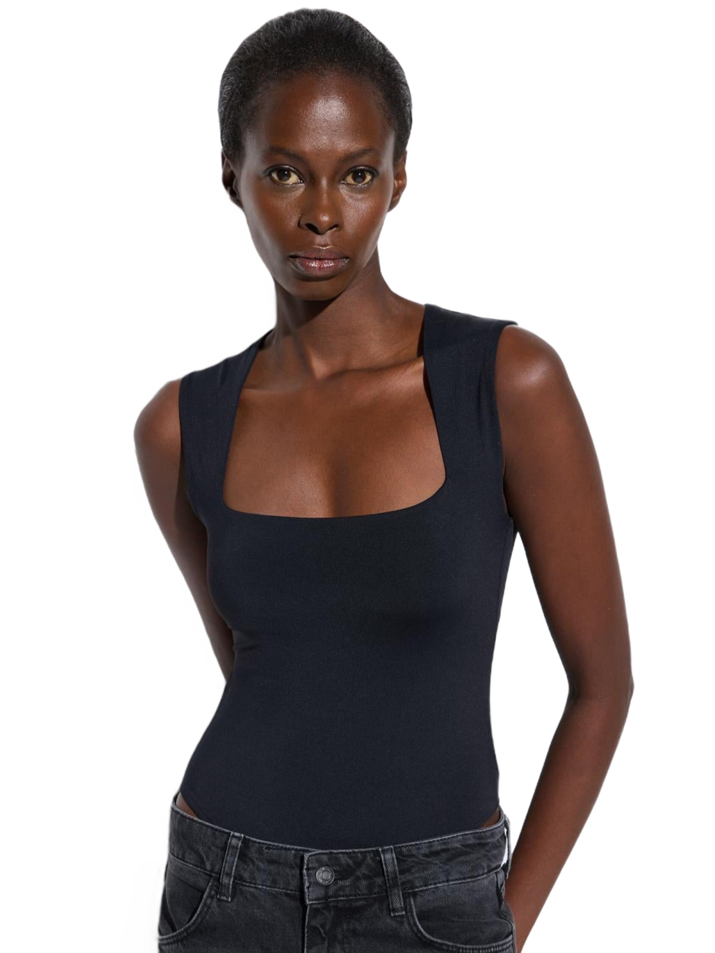 No Matter What Shirt bodysuit in Black: front