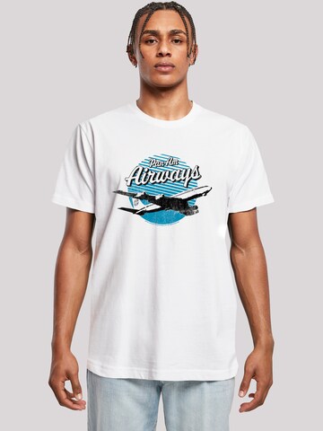 T-Shirt 'Pan Am Airways Retro Plane Take Off' F4NT4STIC en blanc : devant