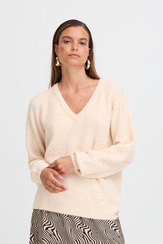 Pull-over 'BYOMEA' b.young en beige : devant