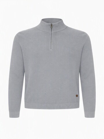 BLEND Gebreid vest 'Blend Half Zip Heren Trui – Schipperstrui met Rits – Coltrui Heren – Gebreide Sweater' in Grijs: voorkant
