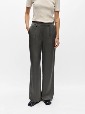 OBJECT Wide leg Pleat-front trousers 'OBJChilli' in Grey: front