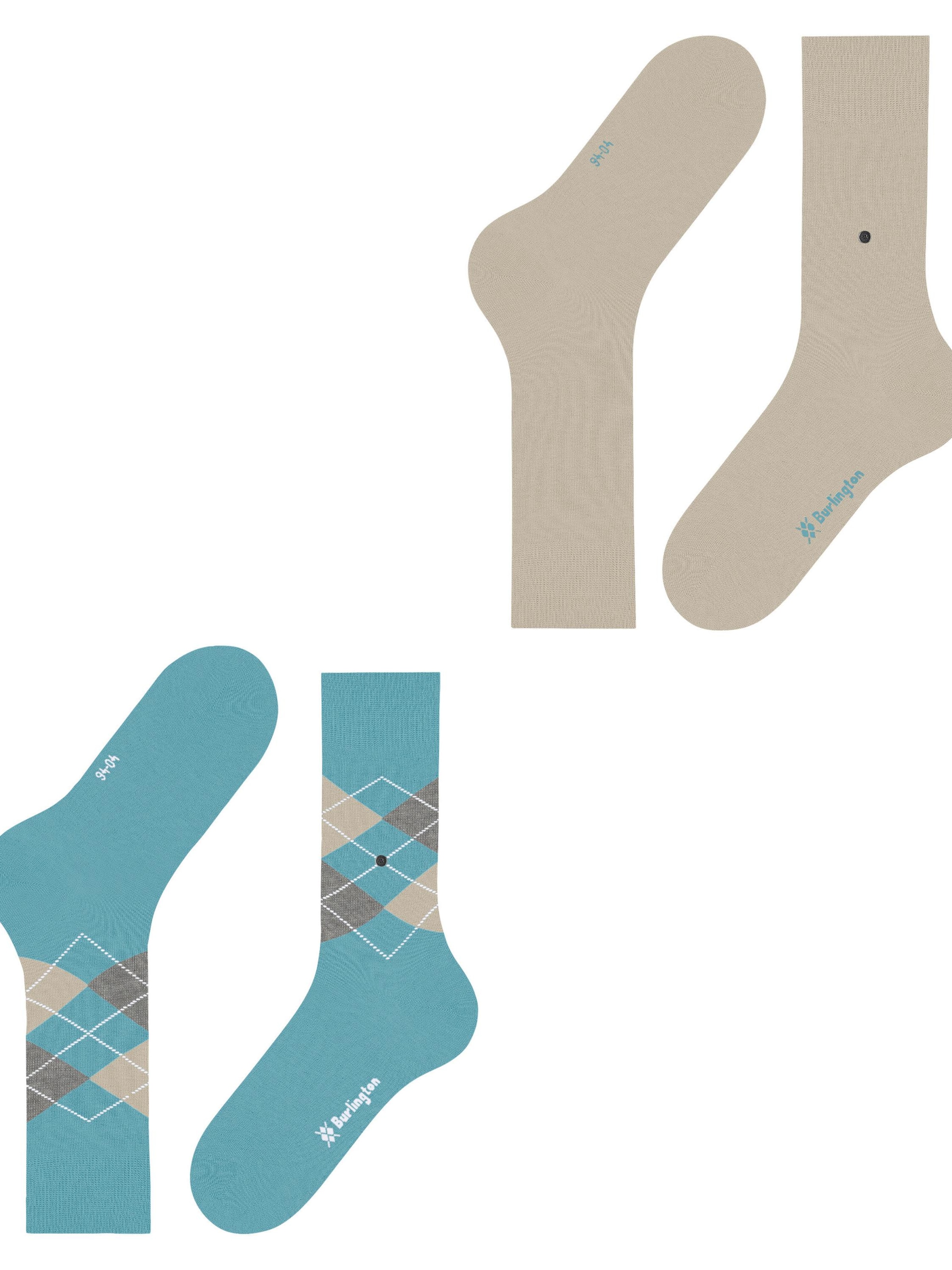 BURLINGTON Socks 'Everyday Argyle Mix 2-Pack' in Blue