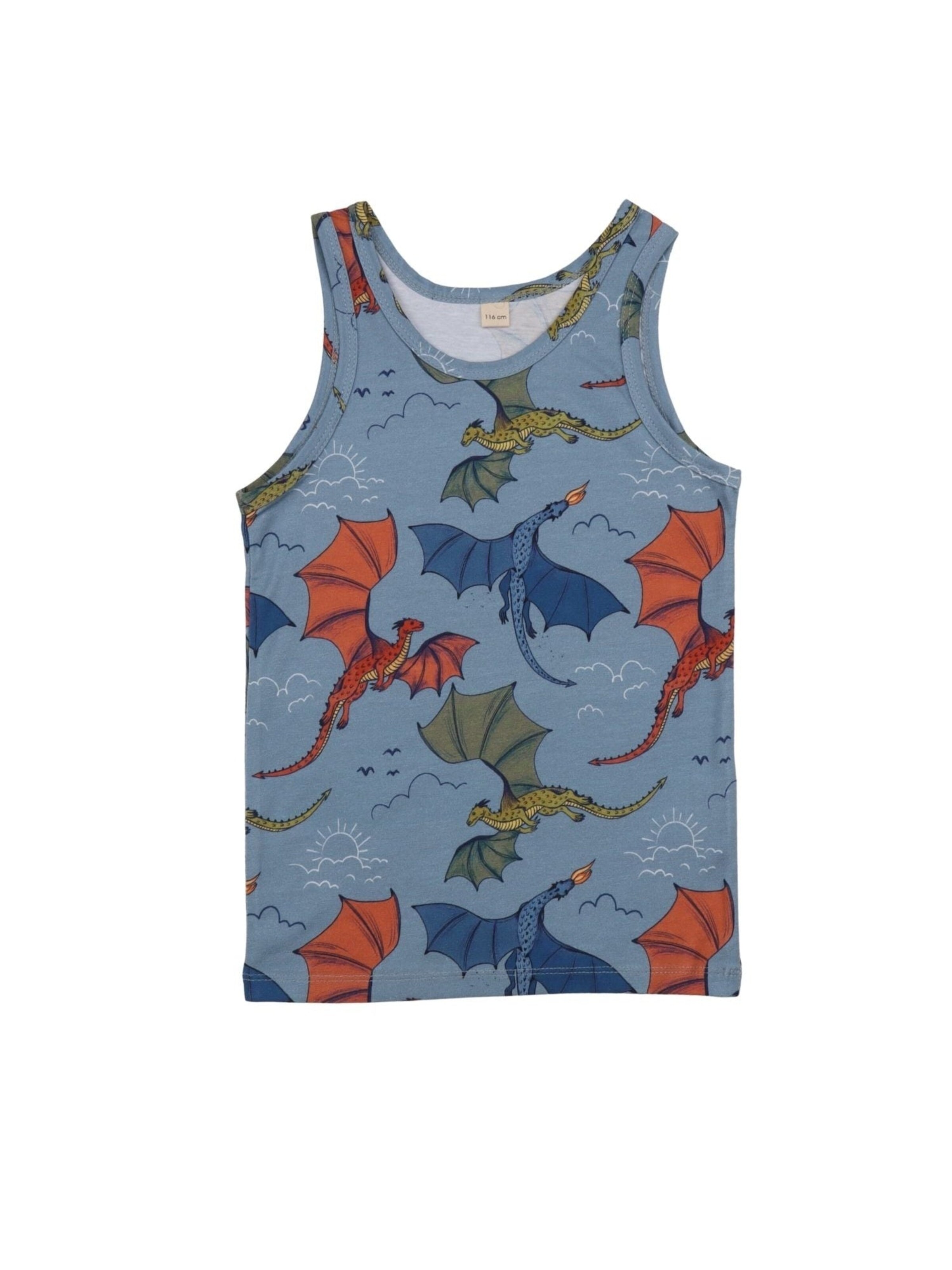 Walkiddy Undershirt 'Colorful Dragon' in Blue