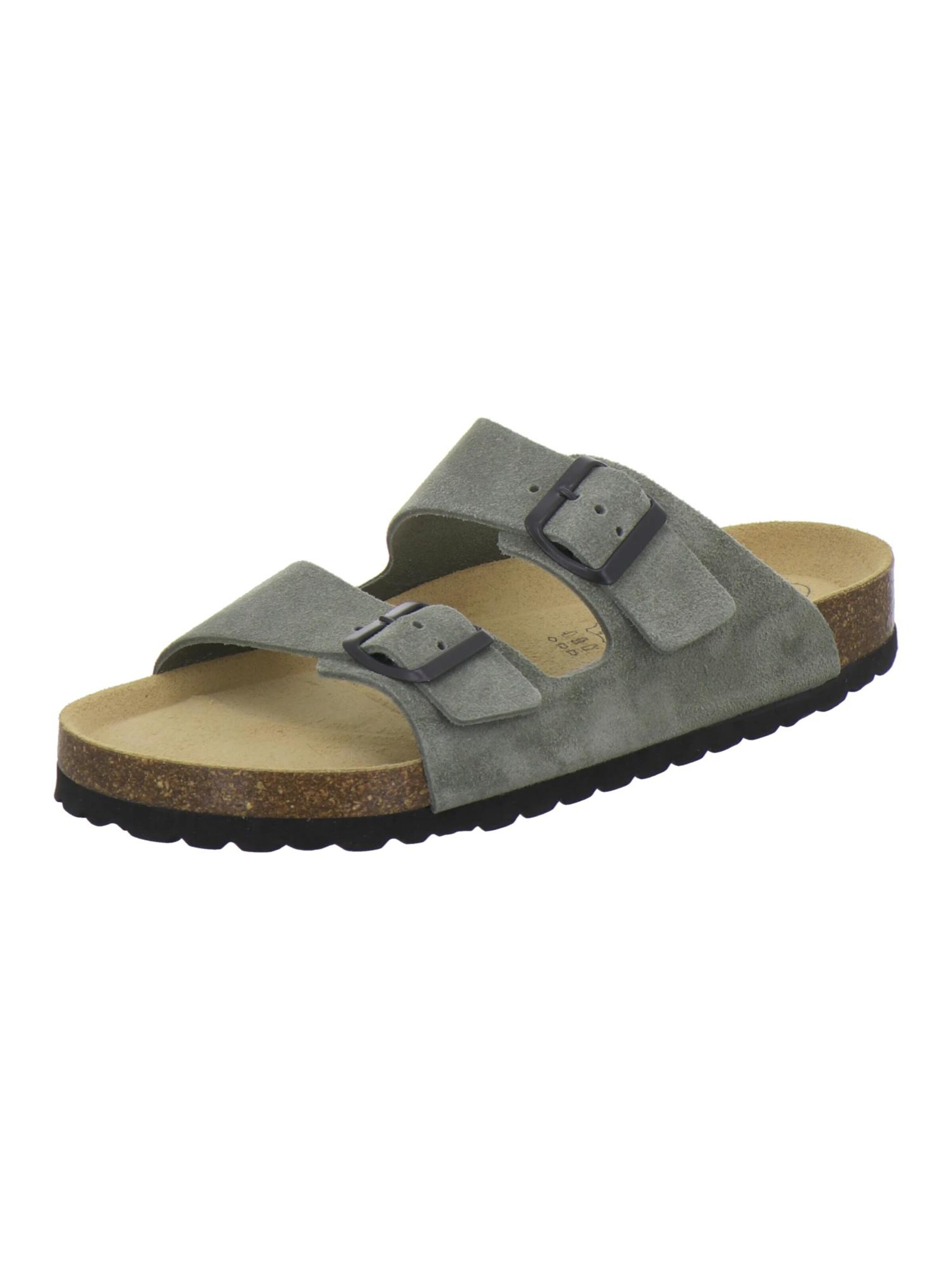 Mule 'Pantoletten Herren Zweischnaller olive Veloursleder' AFS-Schuhe en vert : devant