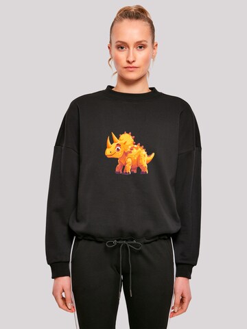F4NT4STIC Sweatshirt 'Süßer Triceratops Dinosaurier' in Schwarz: Vorderseite