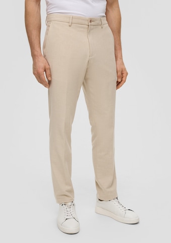 Coupe slim Pantalon à plis s.Oliver BLACK LABEL en beige : devant