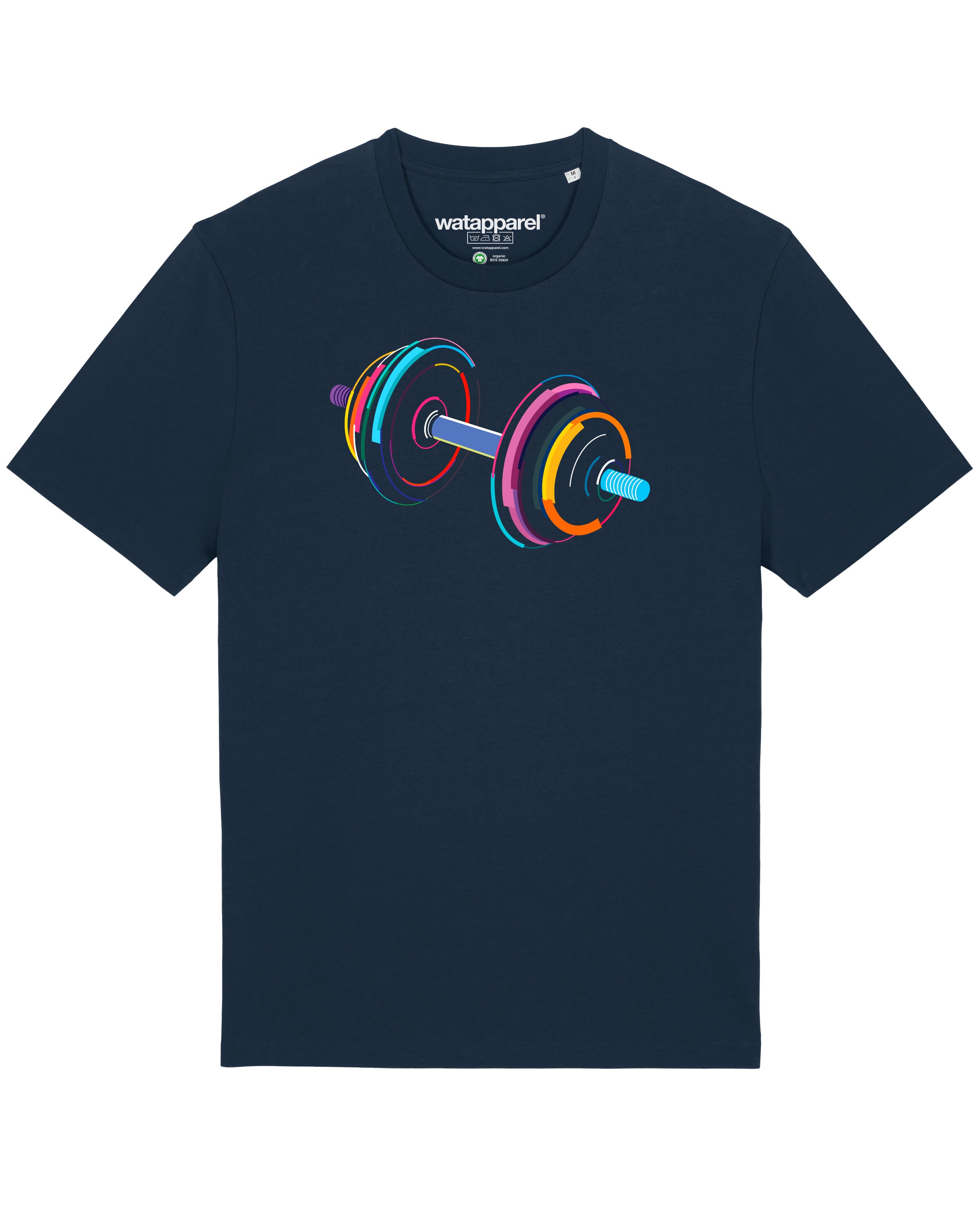 Maglietta '80s Hantel' di Watapparel in blu: frontale