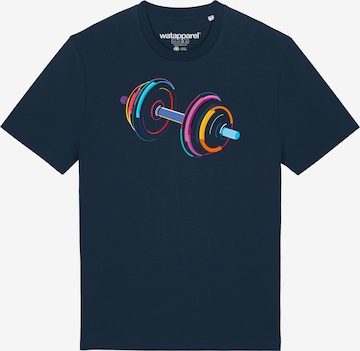 Maglietta '80s Hantel' di Watapparel in blu: frontale