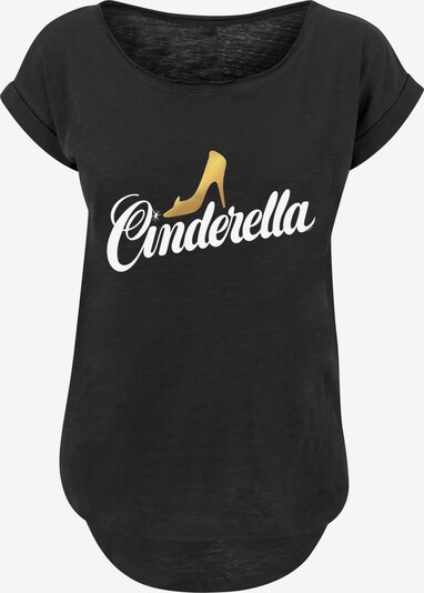 F4NT4STIC T-Shirt 'Cinderella Shoe Logo' in goldgelb / schwarz / weiß, Produktansicht