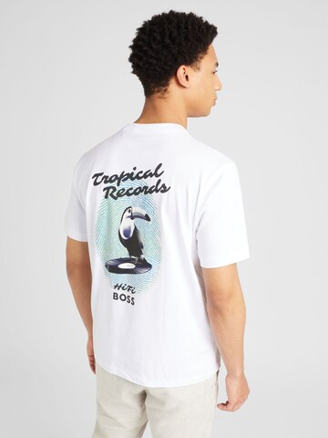 BOSS - Camiseta 'Records' en blanco: frente