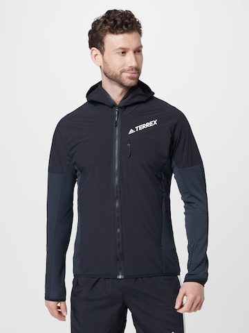 ADIDAS TERREX Funktionsfleecejacke 'Techrock Flooce Wind ' in Schwarz: predná strana