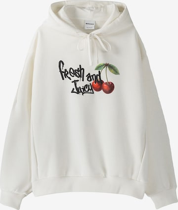 Sweat-shirt Bershka en blanc : devant