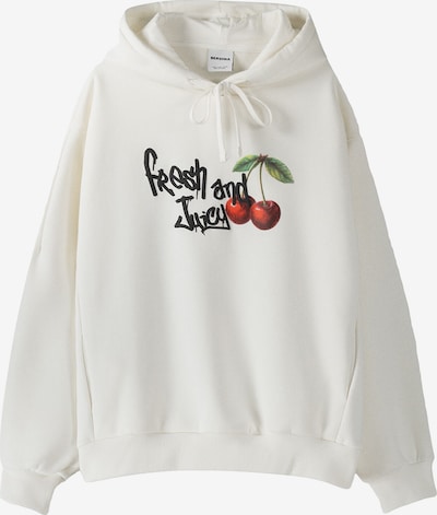 Bershka Sweatshirt i grön / röd / svart / naturvit, Produktvy