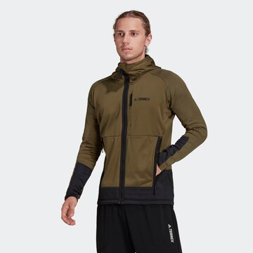 ADIDAS TERREX Athletic Fleece Jacket 'Tech Flooce' in Green: front