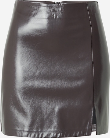 TOPSHOP Φούστα 'Entry PP Split  - Black Vinyl' σε καφέ: μπροστά