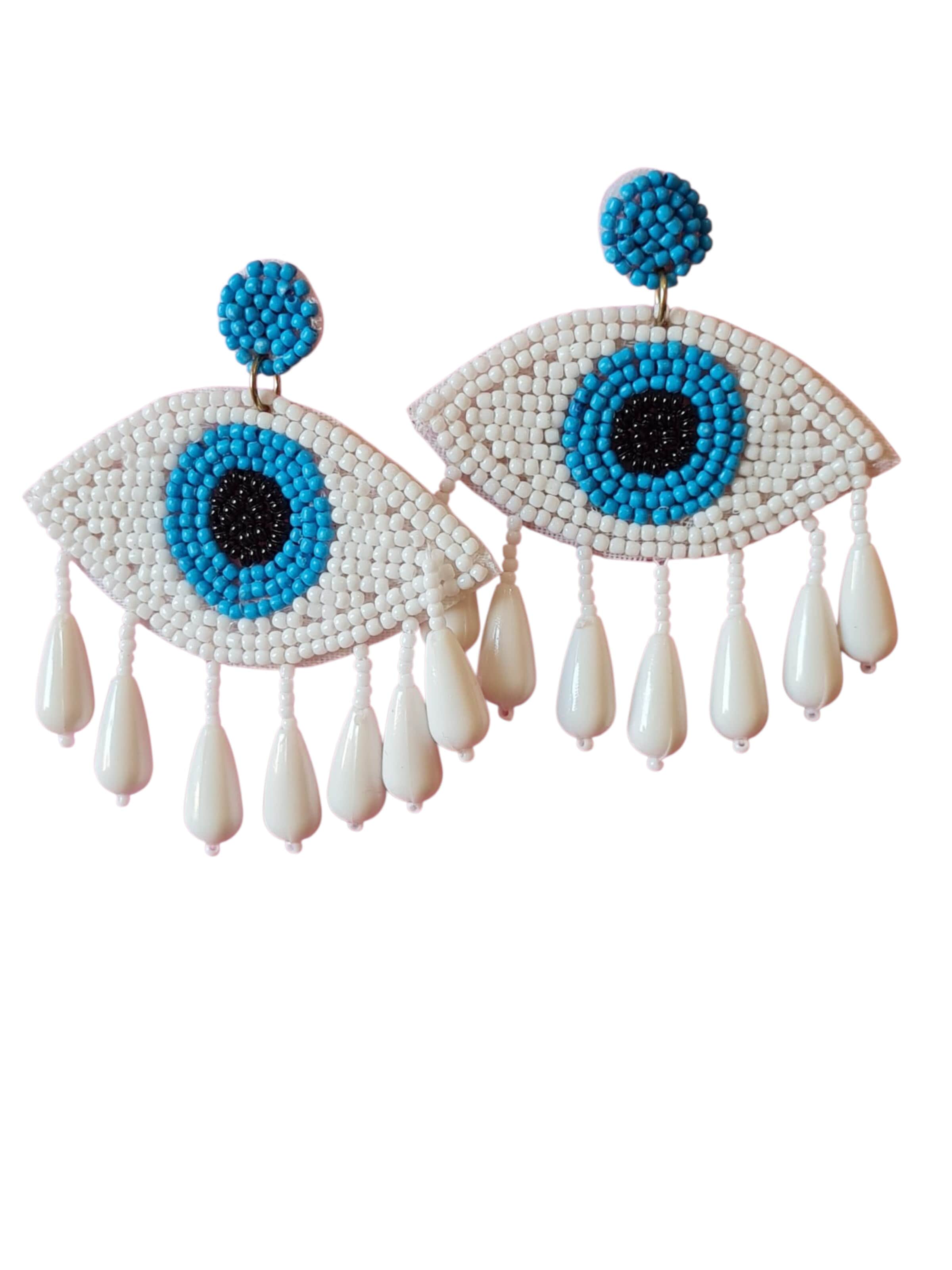 PfauGermany Earrings 'Evil Eye' in Blue: front