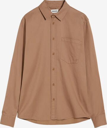 ARMEDANGELS Button Up Shirt 'Skjorta' in Brown: front