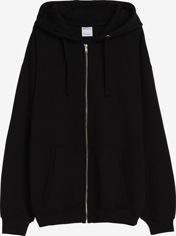 Bershka Sweat jacket in Black: front