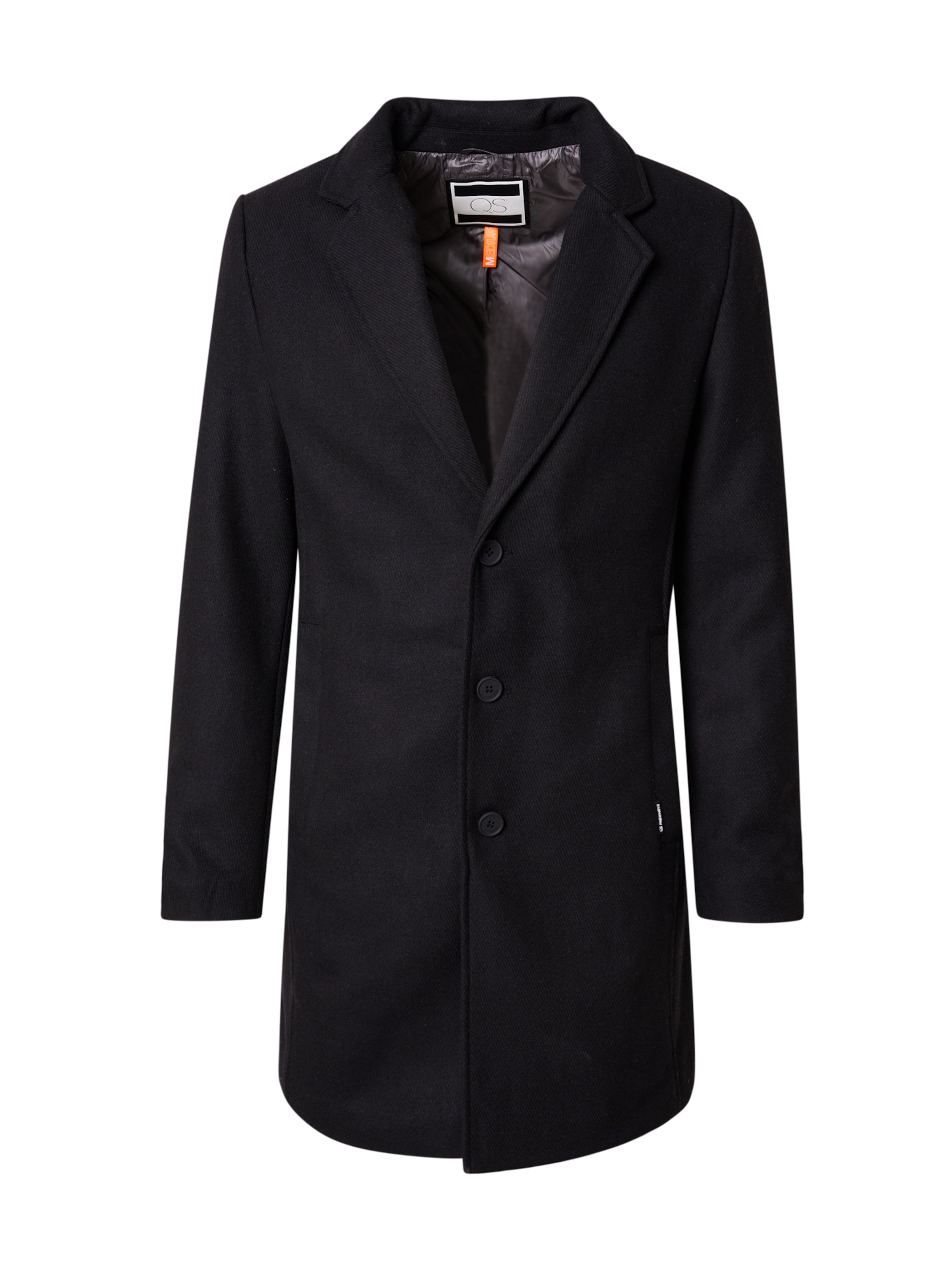 QS Kevad-sügismantel, värv must: eest vaates