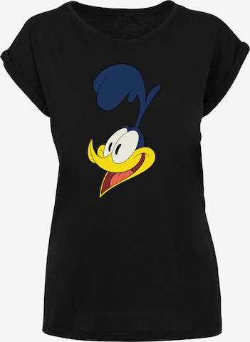 F4NT4STIC Shirt 'Looney Tunes Road Runner Face' in Zwart: voorkant