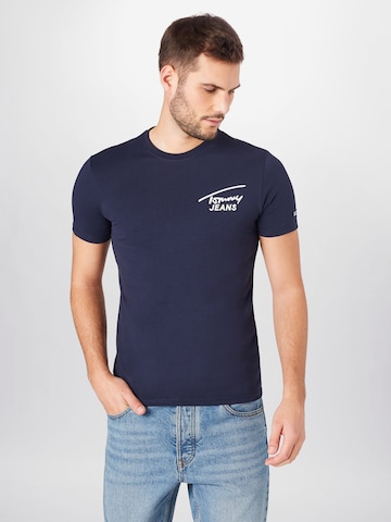 Tommy Jeans Regularny krój Koszulka w kolorze niebieski: przód