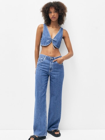 Pull&Bear Wide leg Jeans in Blue: front