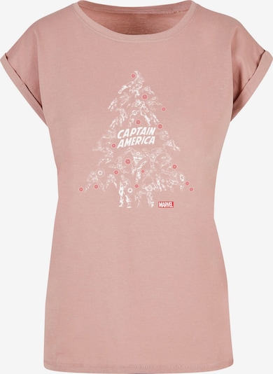 ABSOLUTE CULT T-Shirt 'Captain America - Christmas Tree' in altrosa / weiß, Produktansicht