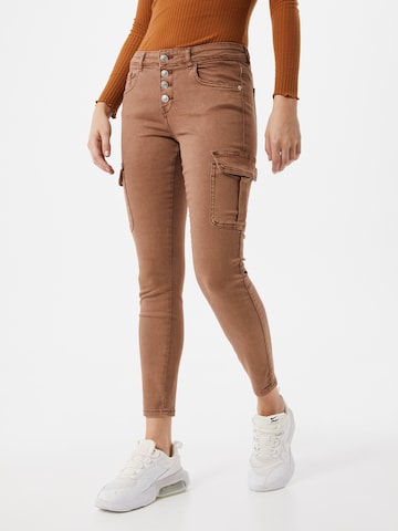 ONLY Slim fit Cargo trousers in Brown: front