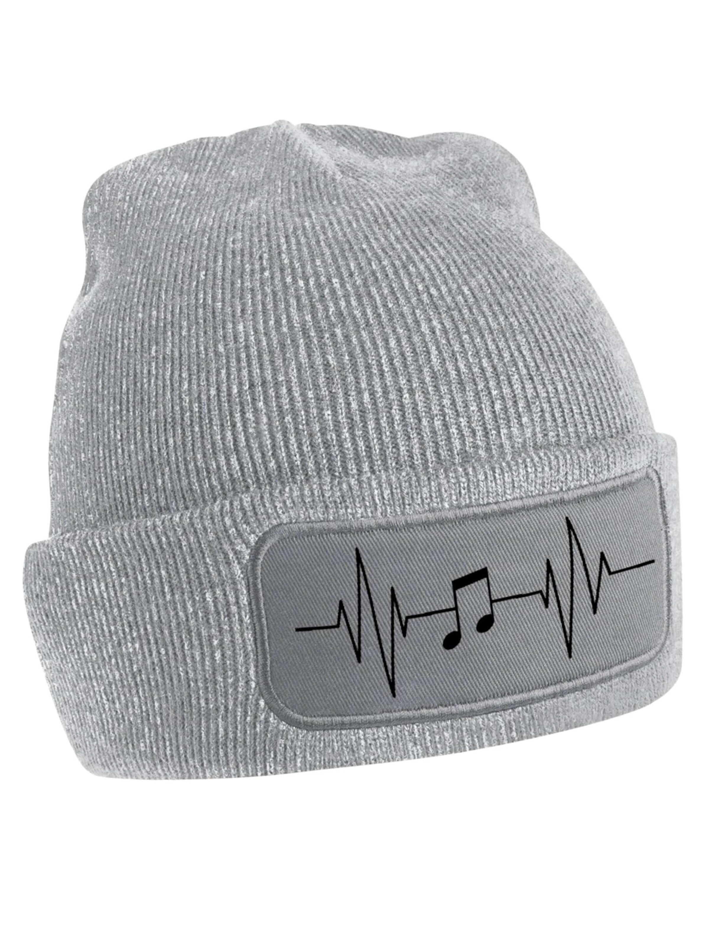 Youth Designz Beanie 'Heartbeat Musik' in Grey