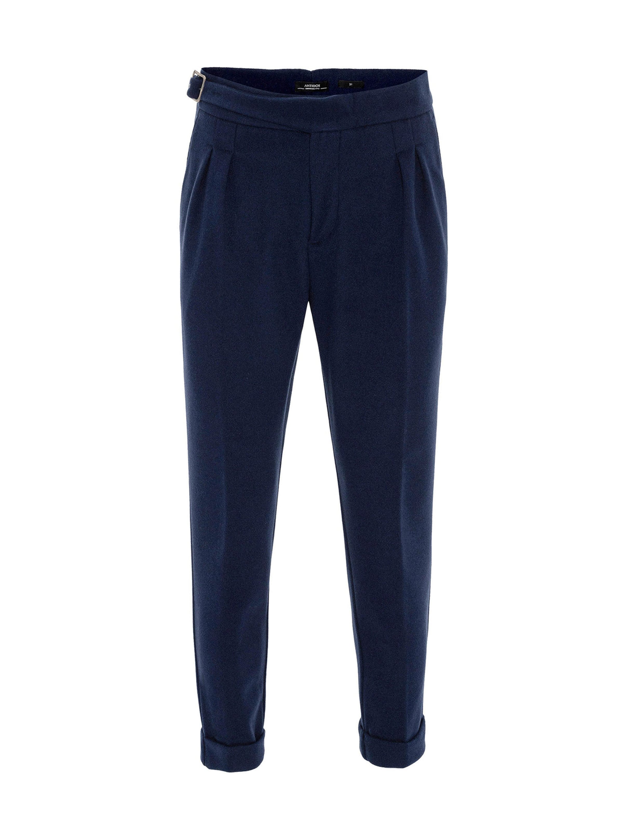 Antioch Regular Bundfaltenhose in Blau: Vorderseite