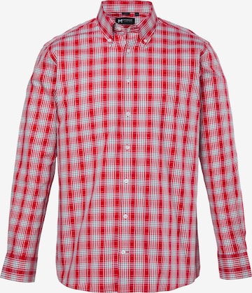 Men Plus Button Up Shirt in Red: front