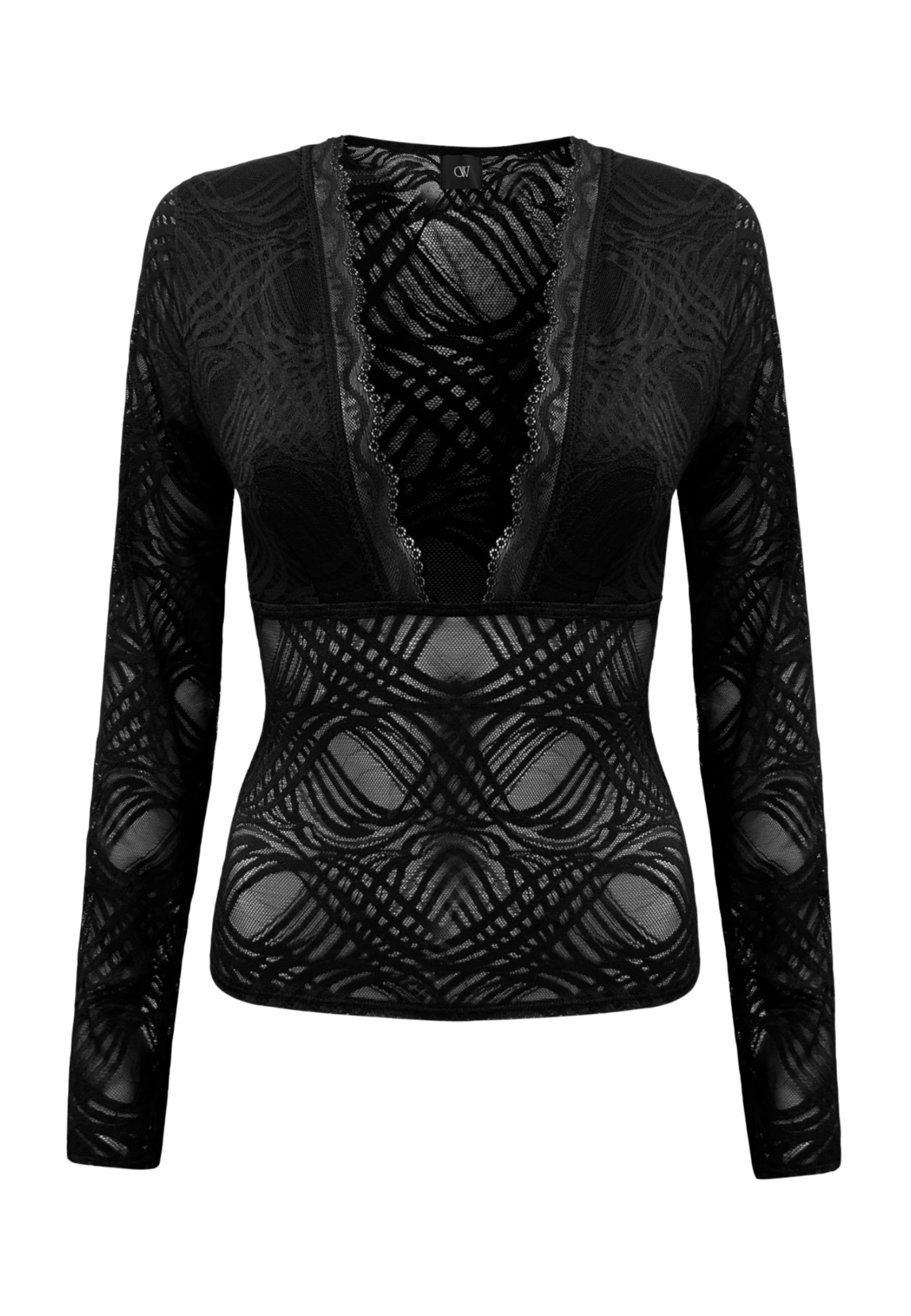 OW Collection Top 'Lexi' in Schwarz: Vorderseite