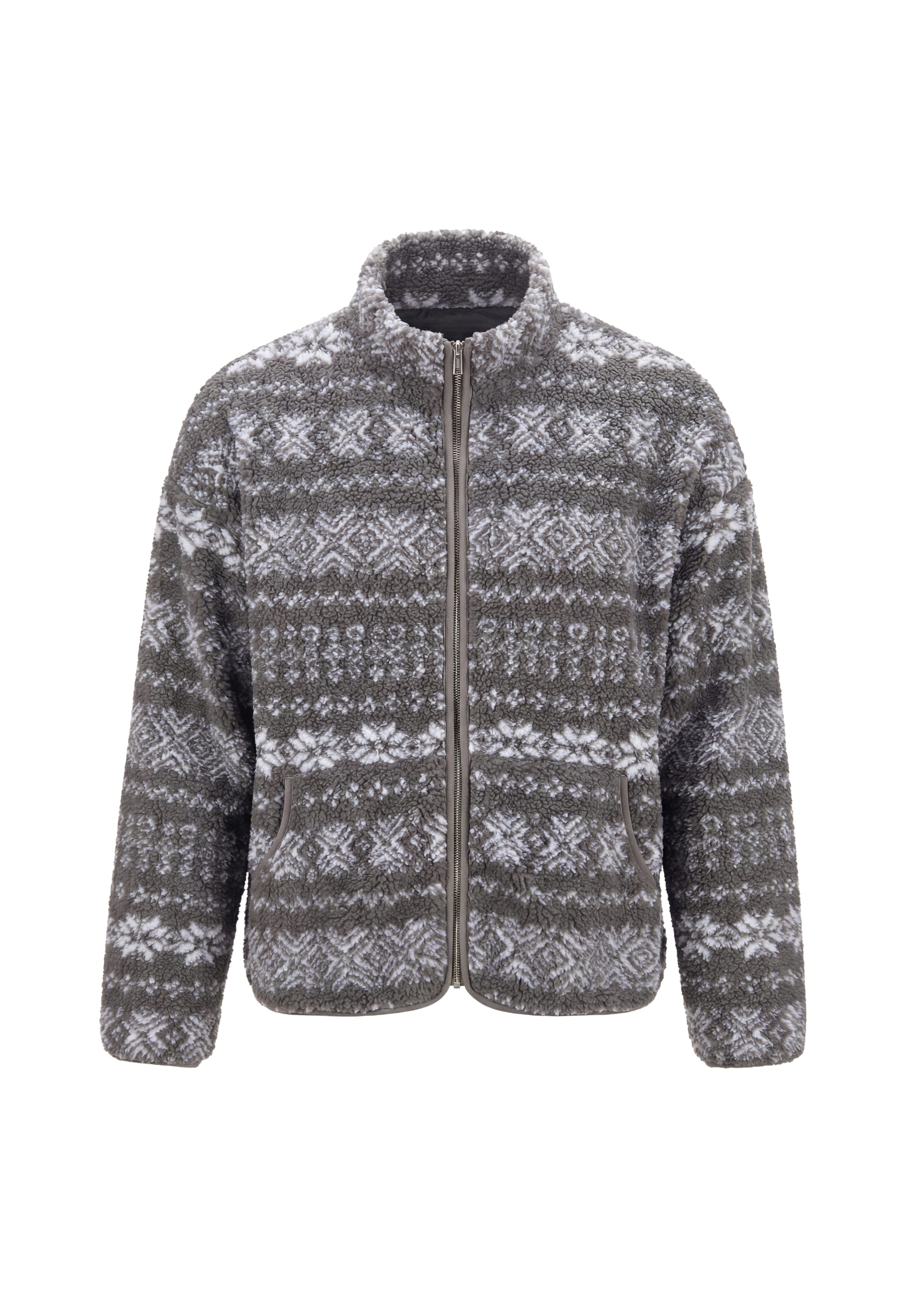 usha WHITE LABEL Fleece jas in Grijs: voorkant
