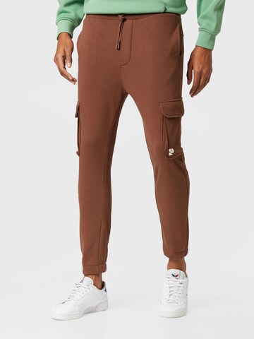 TOM TAILOR DENIM Tapered Cargo Pants in Brown: front