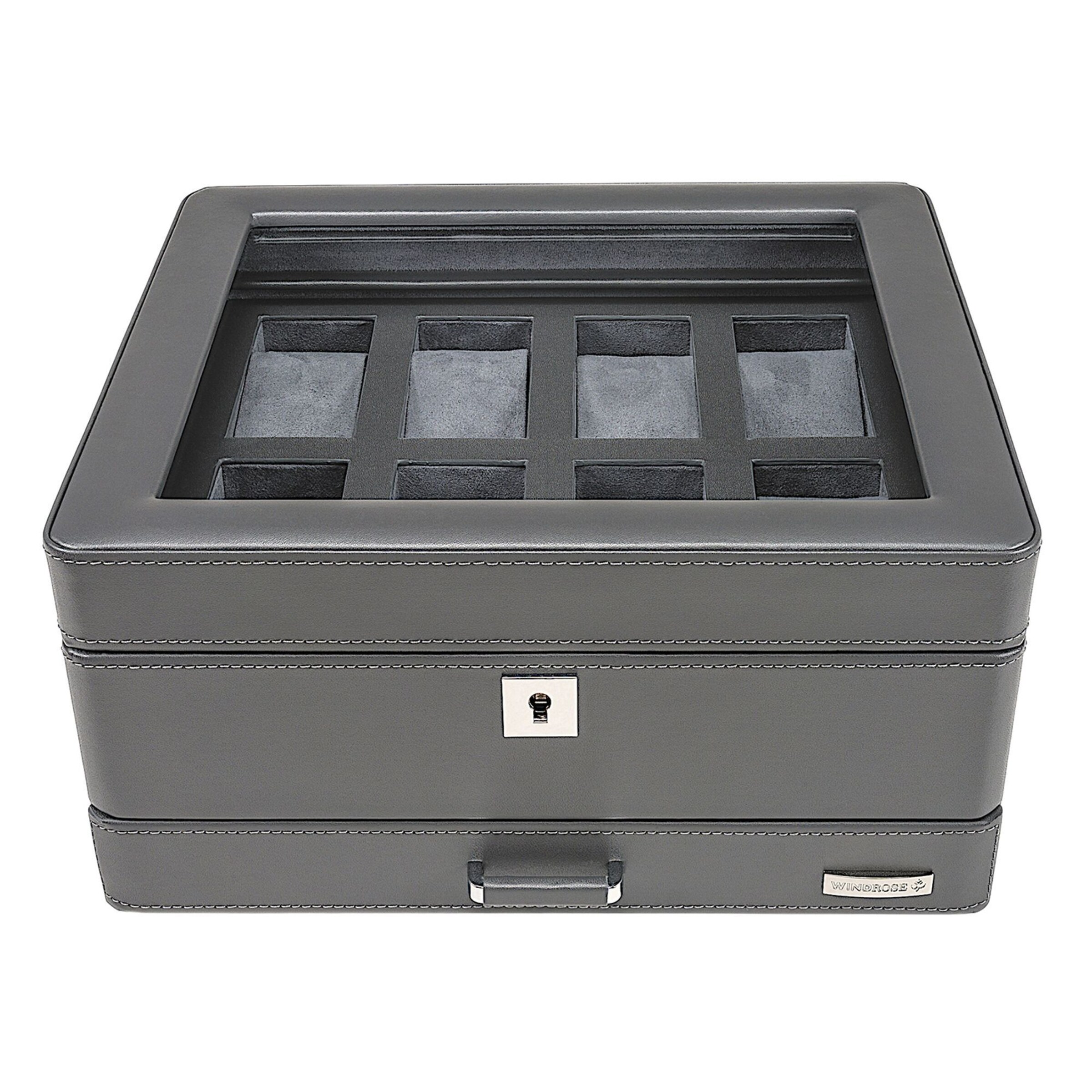 WINDROSE Schmuckkasten in Grau: Vorderseite