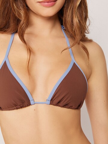 CALZEDONIA Triangle Bikini Top 'Bicolor Piping' in Brown