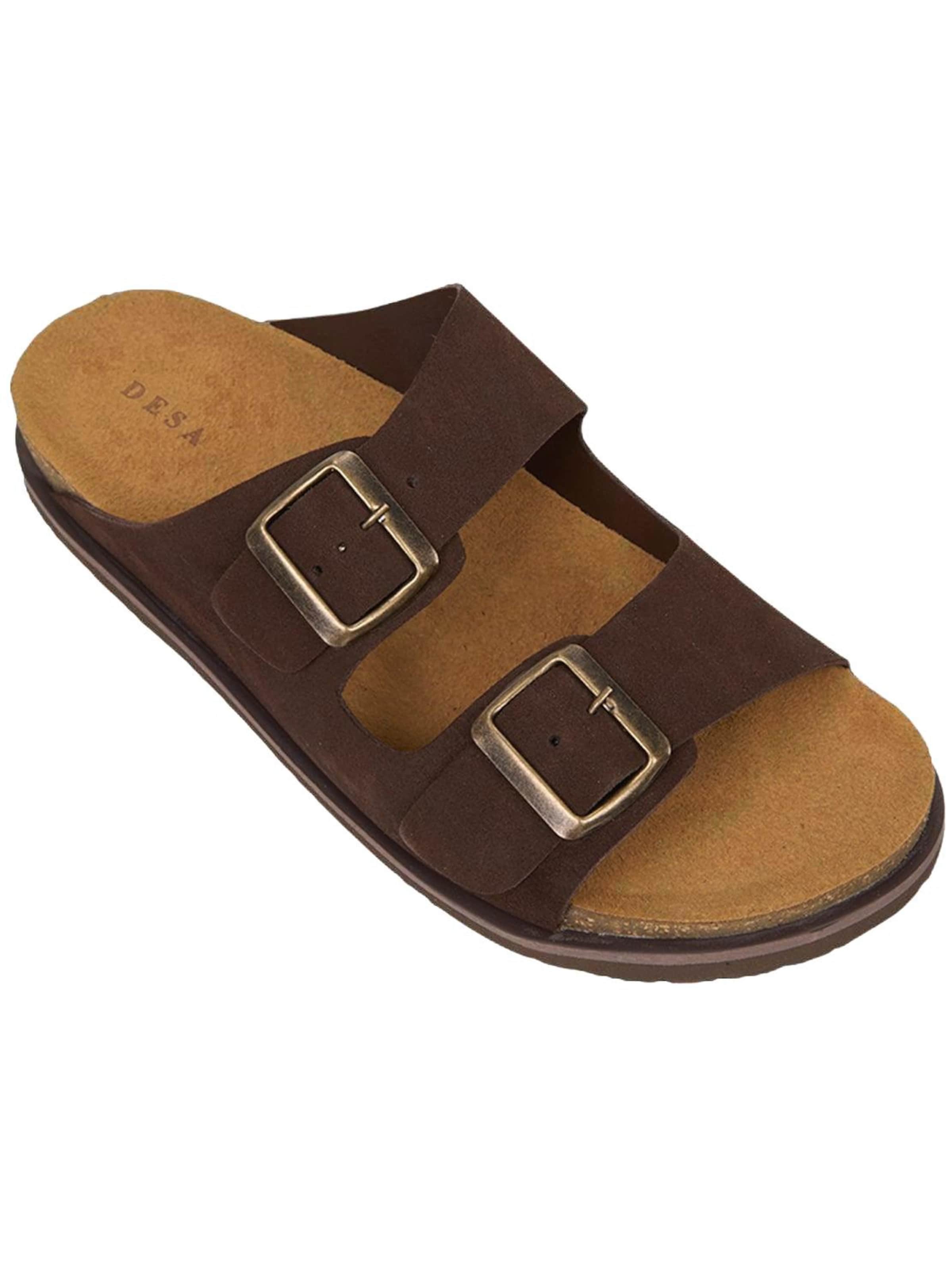 Desa - Zapatos abiertos 'DESA Herren-Sandalen aus Wildleder mit Doppelschnalle' en marrón