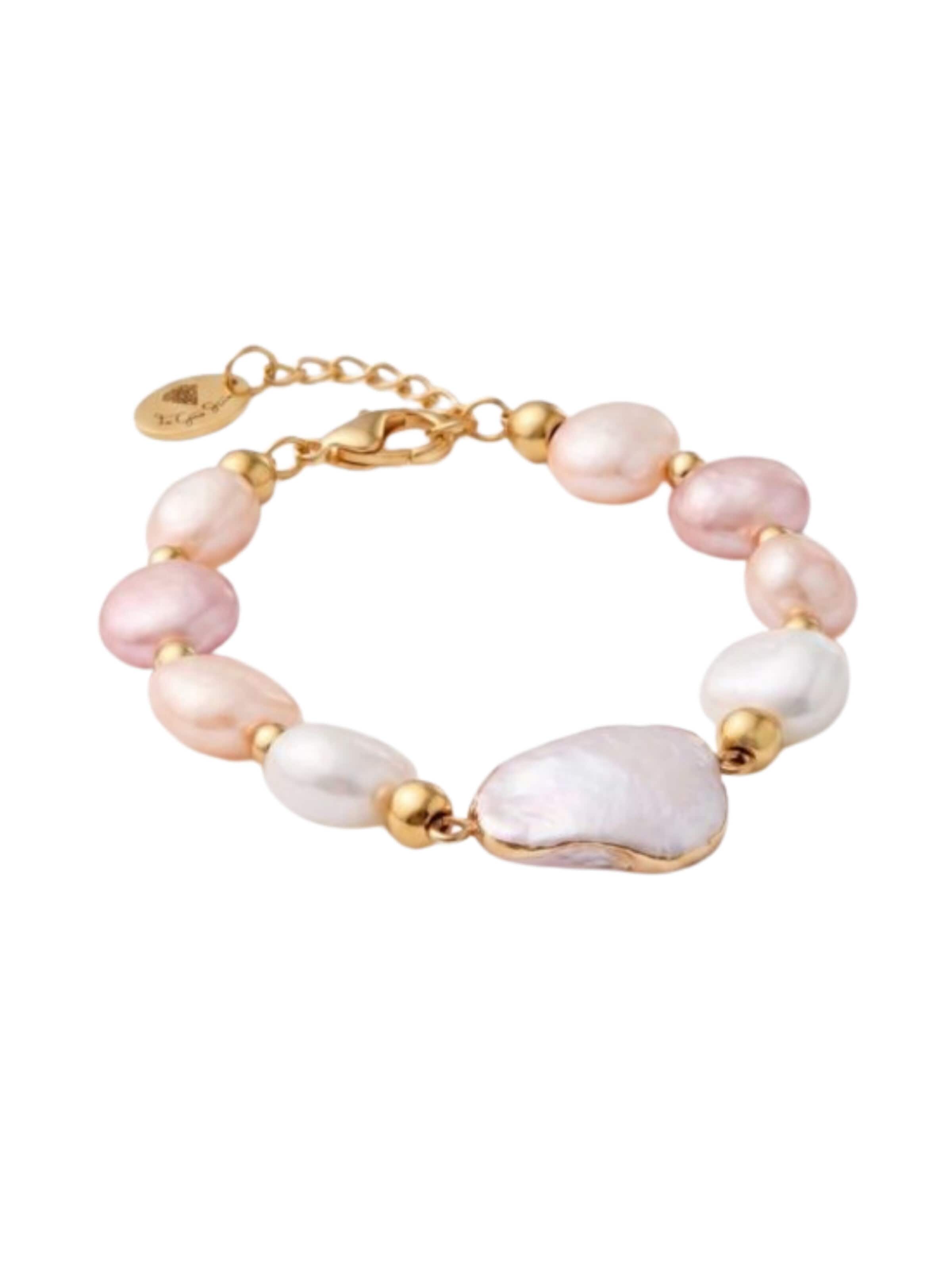 THE GEM STORIES JEWELRY Armband 'Mother of Pearl' in Roze: voorkant