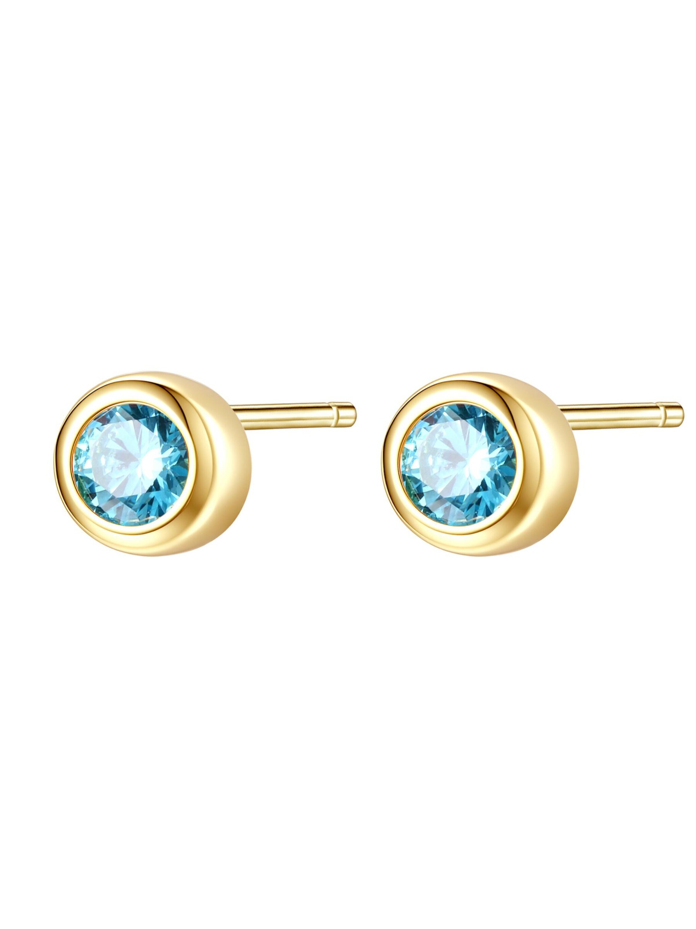 Hey Happiness - Pendientes 'Aquamarine Bezel Cubic Zirconia' en oro