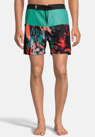 BECO the world of aquasports Badeshorts 'Feathers' in Grün: Vorderseite