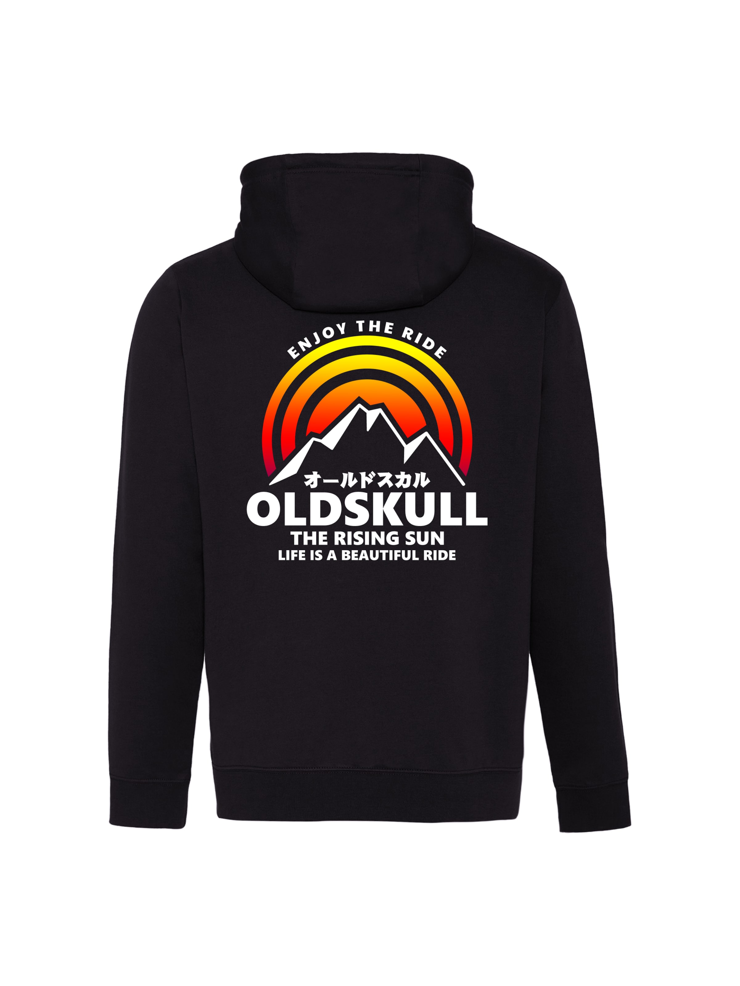 Oldskull Sweatjacke 'Rising Sun' in Schwarz: Vorderseite