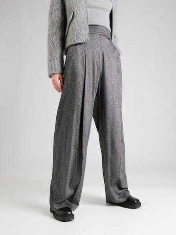 BOSS Zvonové kalhoty Kalhoty se sklady v pase 'Telda' – šedá: přední strana