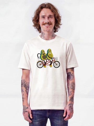 T-Shirt 'Avocado Fahrrad' Watapparel en blanc : devant
