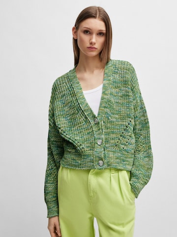 BOSS Orange Knit Cardigan ' Furus ' in Green: front