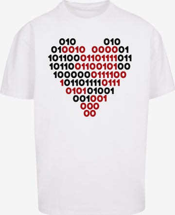F4NT4STIC Shirt 'I love you 01001001 Binary Code Herz Valentinstag' in Wit: voorkant