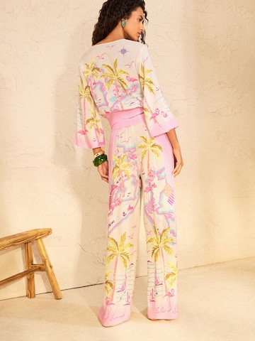 love & roses Wide leg Broek in Roze