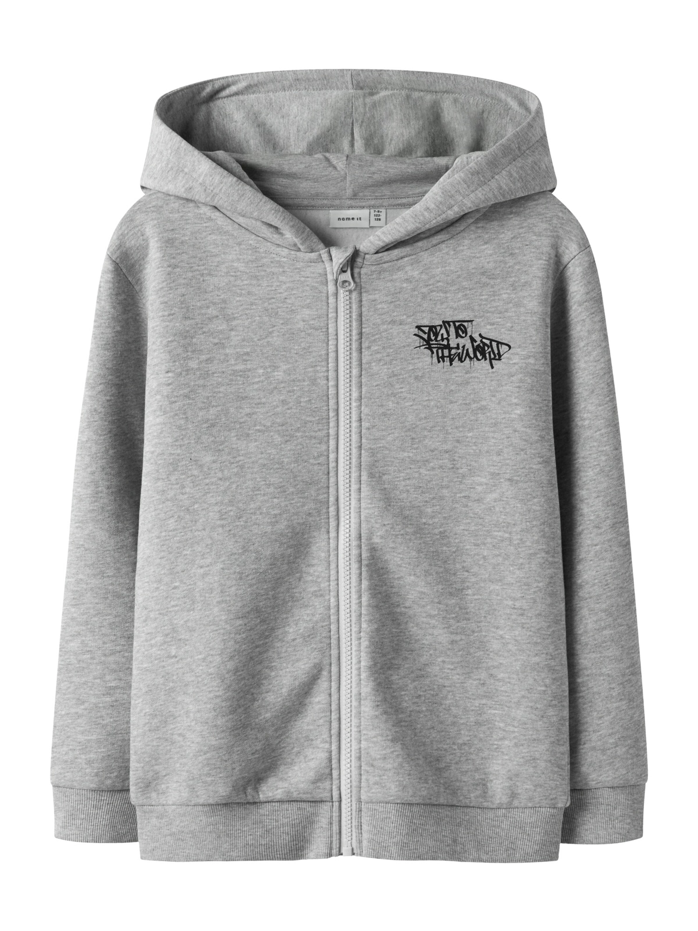 NAME IT Суичъри с качулка 'NKMBEN' в сиво: отпред